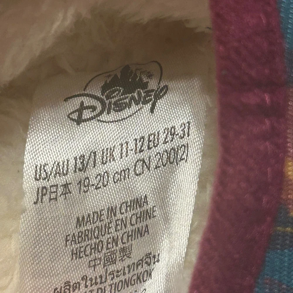 Disney Frozen Anna Character Slippers Fuzzy Pom Pom Accent Kids‎ Size 13/1 US